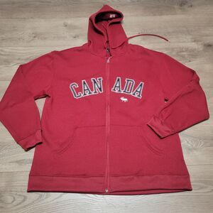 Canada Hoodie Adult Small Red Full Zip Souvenir Destination Embroidered Fleece